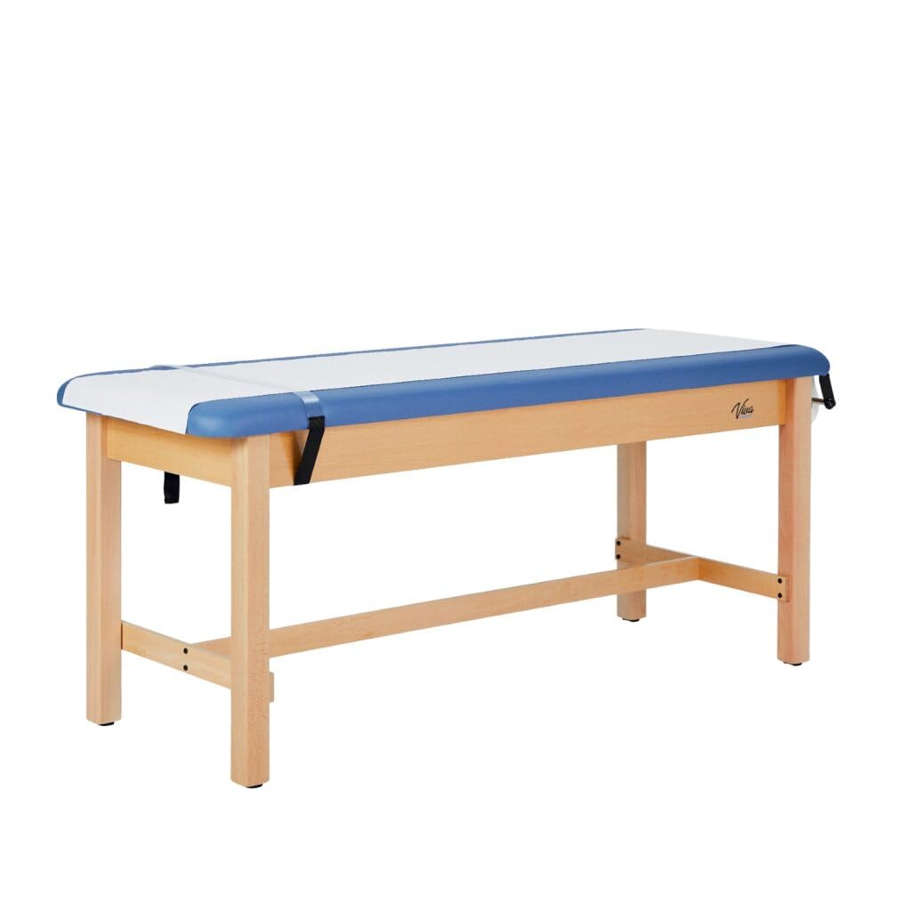 Vivacomfort Aristo H-Brace Flat European Beechwood Treatment Table, 500 lbs Weight Capacity, Blue