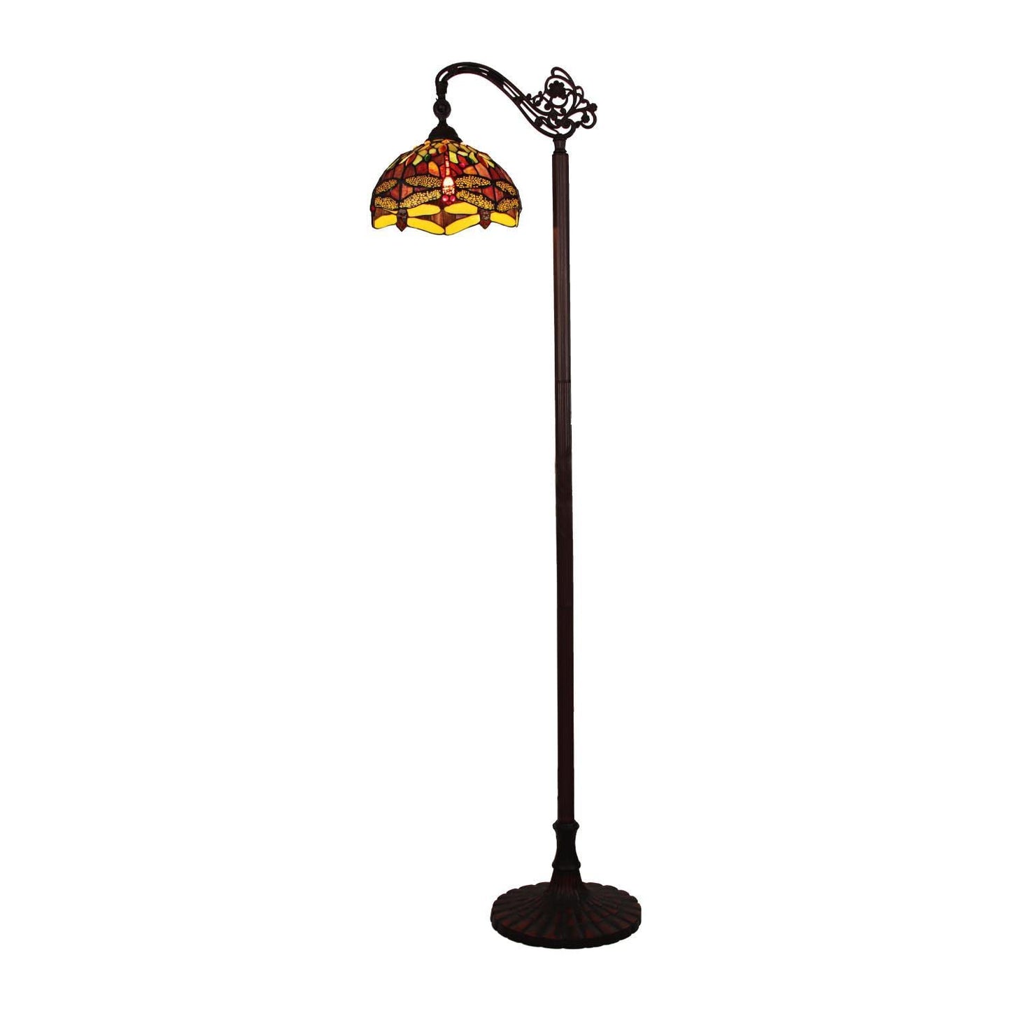 Chloe Lighting Empress Dragonfly Floor Lamp Tiffany-Style 1 Light 11in Wide Multicolor CH3T471RD11-RF1