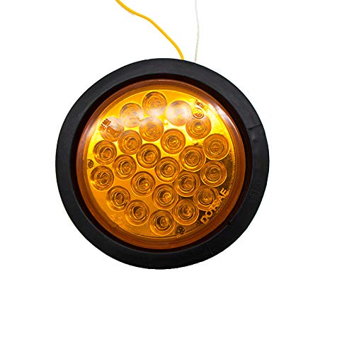 All Star Truck Parts 4in Round LED Trailer Tail Light 24 LEDs Amber Model ASTPL012R4C2 Waterproof Submersible with Rubber Grommet