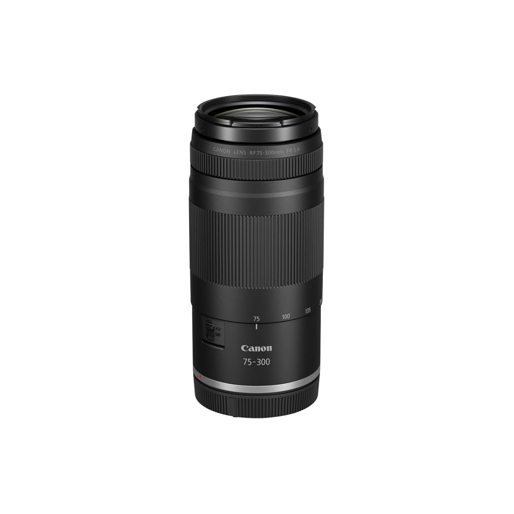 Canon RF75-300mm F4-5.6 Zoom Lens with UV Filter + Lens Cap Keeper + Cleaning Kit (4 Items)