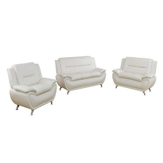 UOCFYK Lounge Comfy Faux Leather Sectional Sofa Modern Couch for Small Living Room/Dorm/Bedroom/Office/Apartment for Small Spaces, (White, Three-Piece)