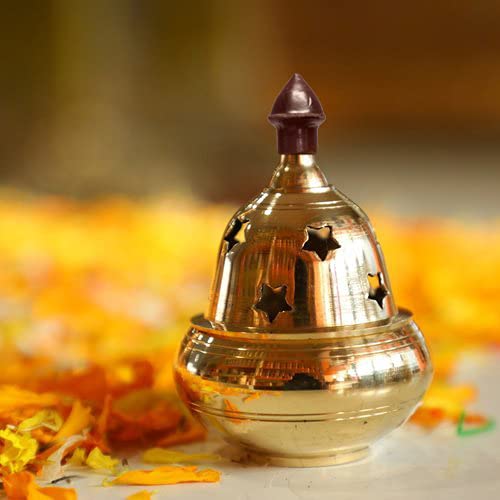 Craftsman Brass Akhand Diya 4 Inch Decorative Oil Lamp Small Golden Pooja Deepak Tea Light Holder Indian Gift Item