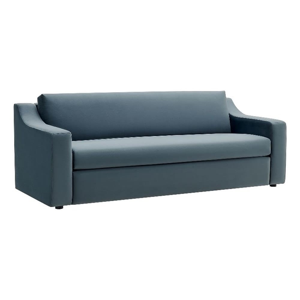 Modway Liora 87 Inch Stain-Resistant Performance Velvet Sofa in Cadet Blue - 3 Seater Upholstered Sofa Couch for Living Room Seating - Comfy Deep Seat Sofa with Scoop Arms