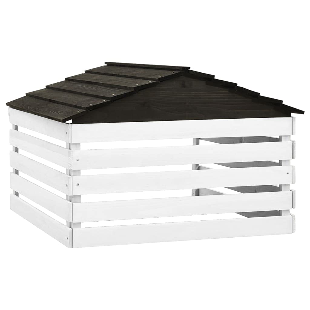 Robust Firwood Lawn Mower Garage for Outdoor Robotic Mower Shed, 30.7x29.1x21.3 Inches Black and White