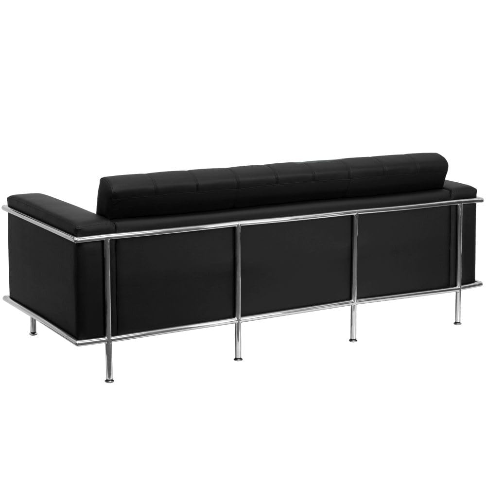 Flash Furniture HERCULES Lesley Series Contemporary Black LeatherSoft Sofa with Encasing Frame