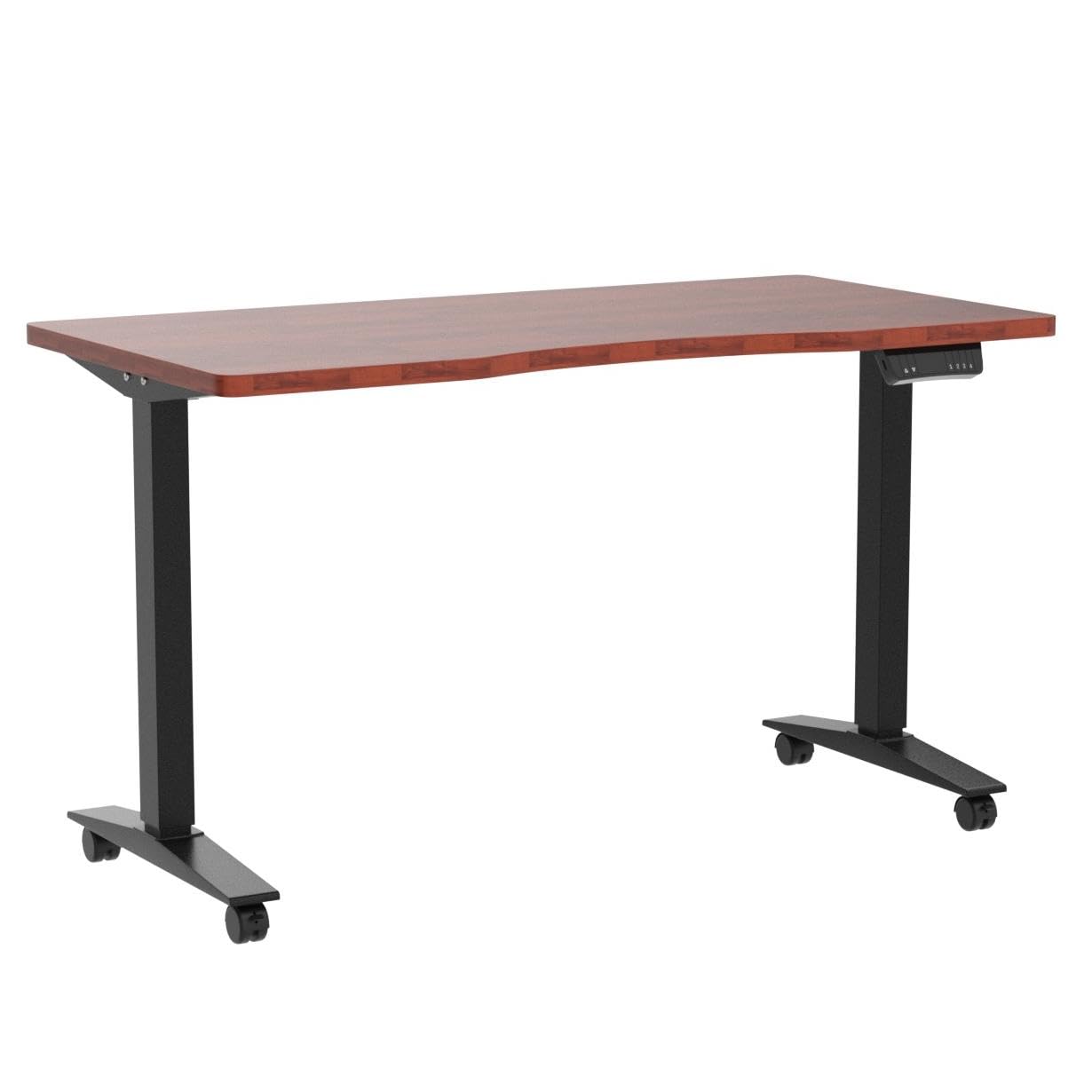 Monomi Height Adjustable Electric Standing Desk, 55 x 24 Inches Stand up Desk, Sit Stand Home Office Computer Desk(Black Frame+Cherry Top)