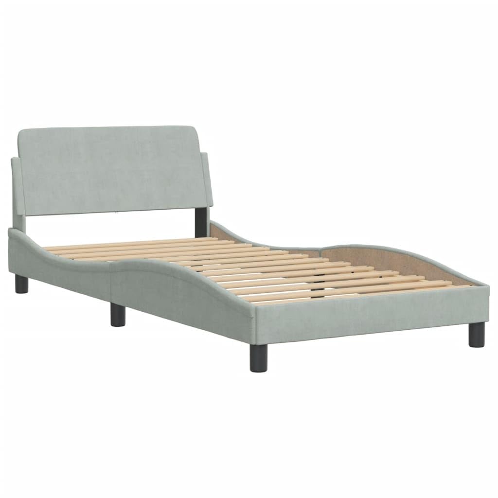FUDUGEHMIOFWFJJ Adjustable Bed,Queen Size Bed,Bases de Camas Queen,Bed Frame Without Mattress Light Gray 39.4"x74.8" VelvetSuitable for Bedroom, Office, Balcony