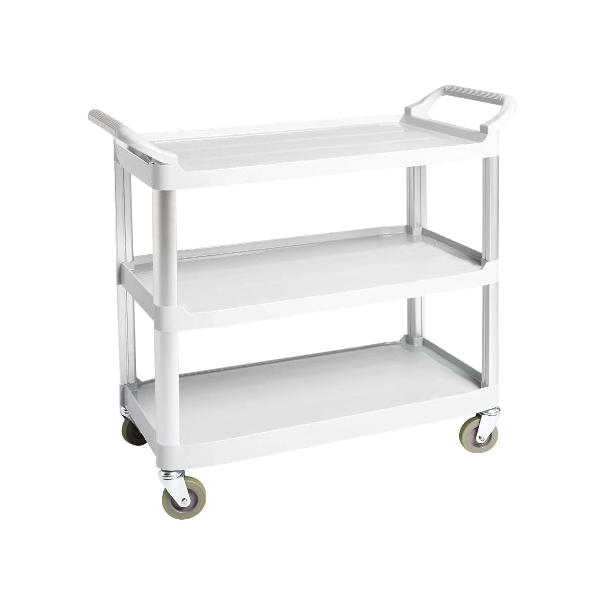 Amazon Basics 3-Tier Rolling Utility Cart with Wheels, Commercial Grade, Storage Cart with 400 lbs Loading Capacity, Portable Mobile Shelving, Gray