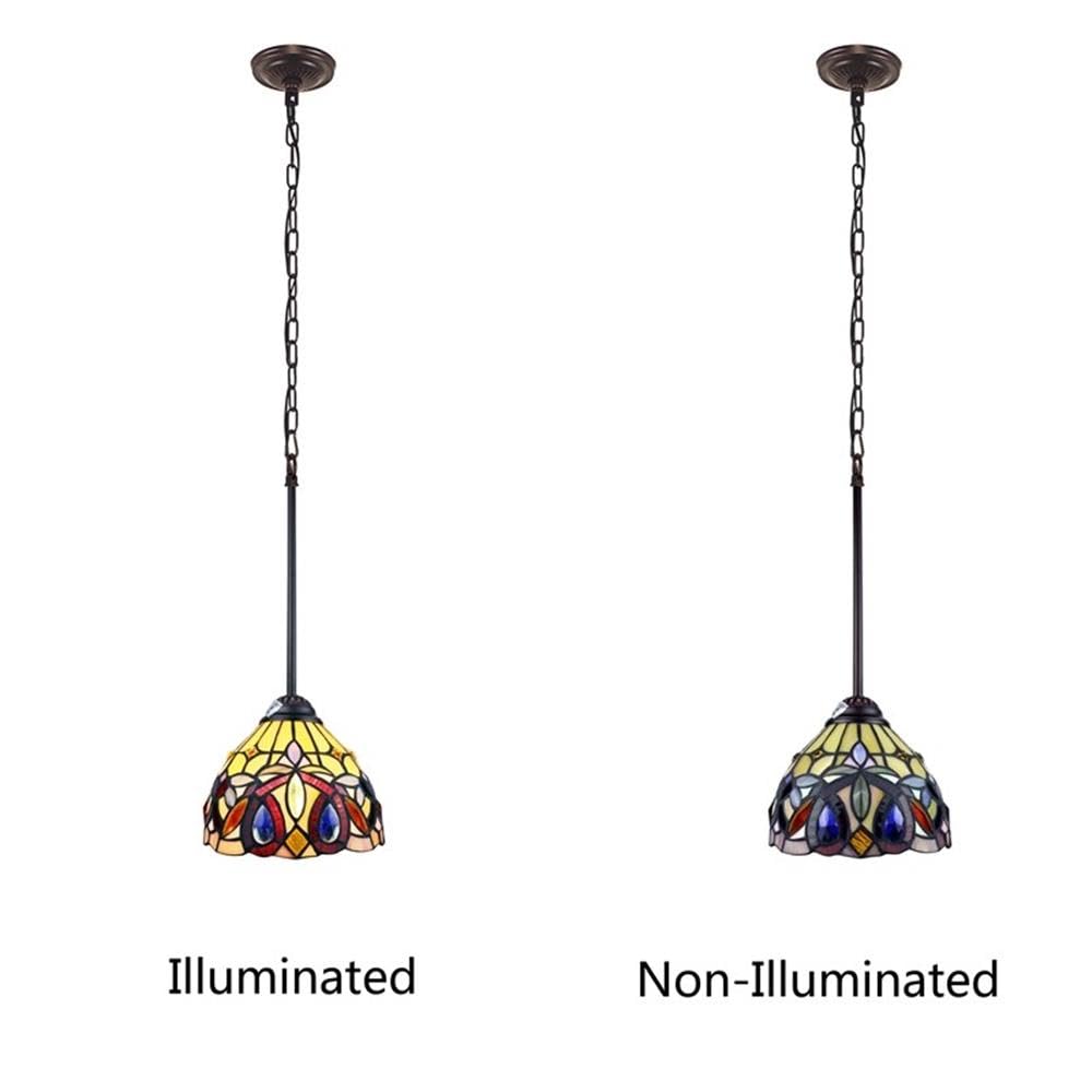 Chloe Lighting Mini-Pendant - Victorian Tiffany-Style, Dark Bronze, 1 Light, 8in Wide, Multicolor, Model CH33353VR08-DP1