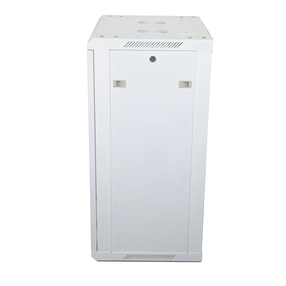 NavePoint 18U Network Cabinet with Glass Door – 18U Wall Mount Server Cabinet White 19” Rack for IT Equipment, AV Devices, Networking Equipment –17” Deep Server Rack Enclosure