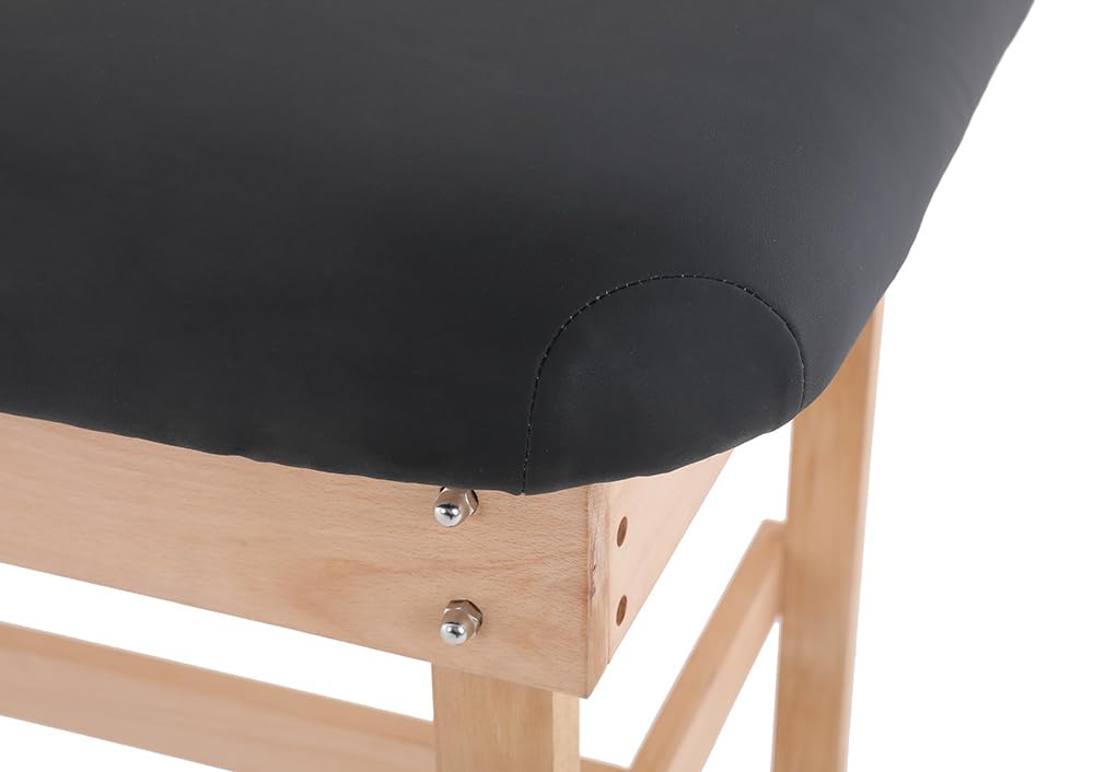 Carenovo Medical Examination Table, Wooden Frame with Navy Cushion, Treatment Bench for Clinic (Black)