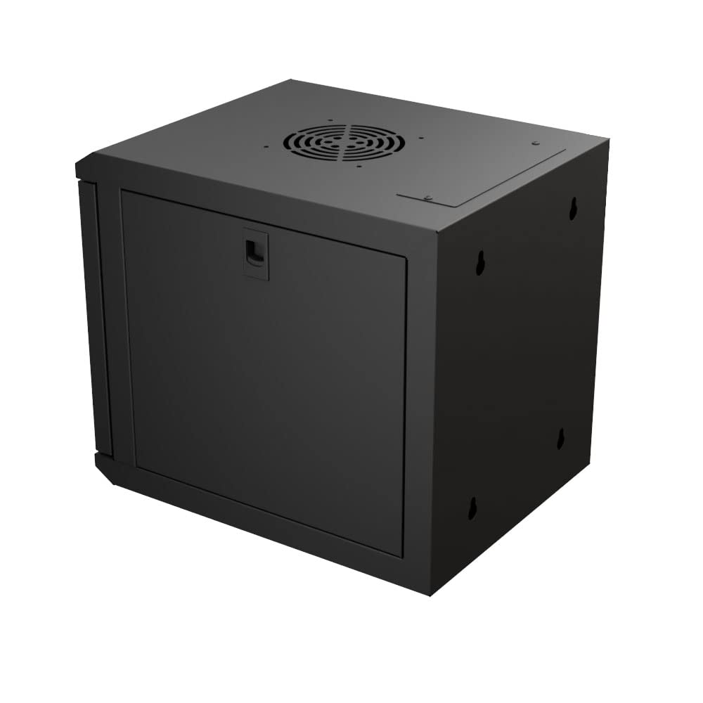 NavePoint 6U 10 Inch Network Server Cabinet, 15.75 inch Deep, Perforated Door, Black, Wall Mountable, 2 x Shelves, 1 x Blank Panel