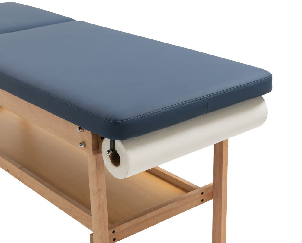 Carenovo 27.5" Width Comfortable Medical Exam Table & Bed with Wooden Storage Base and Paper Holder for Treatment Clincal (Blue)