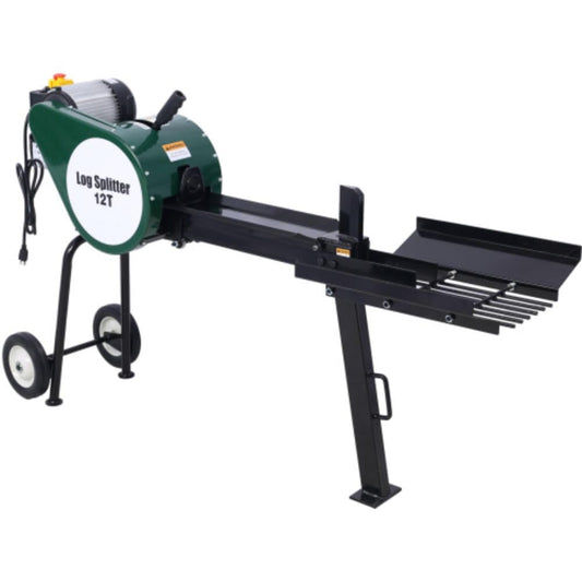 12 Ton Electric Log Splitter, Double Flywheel Log Splitter, 110V 60HZ 2HP 16A, Electric Wood Splitter With Mobile Wheels