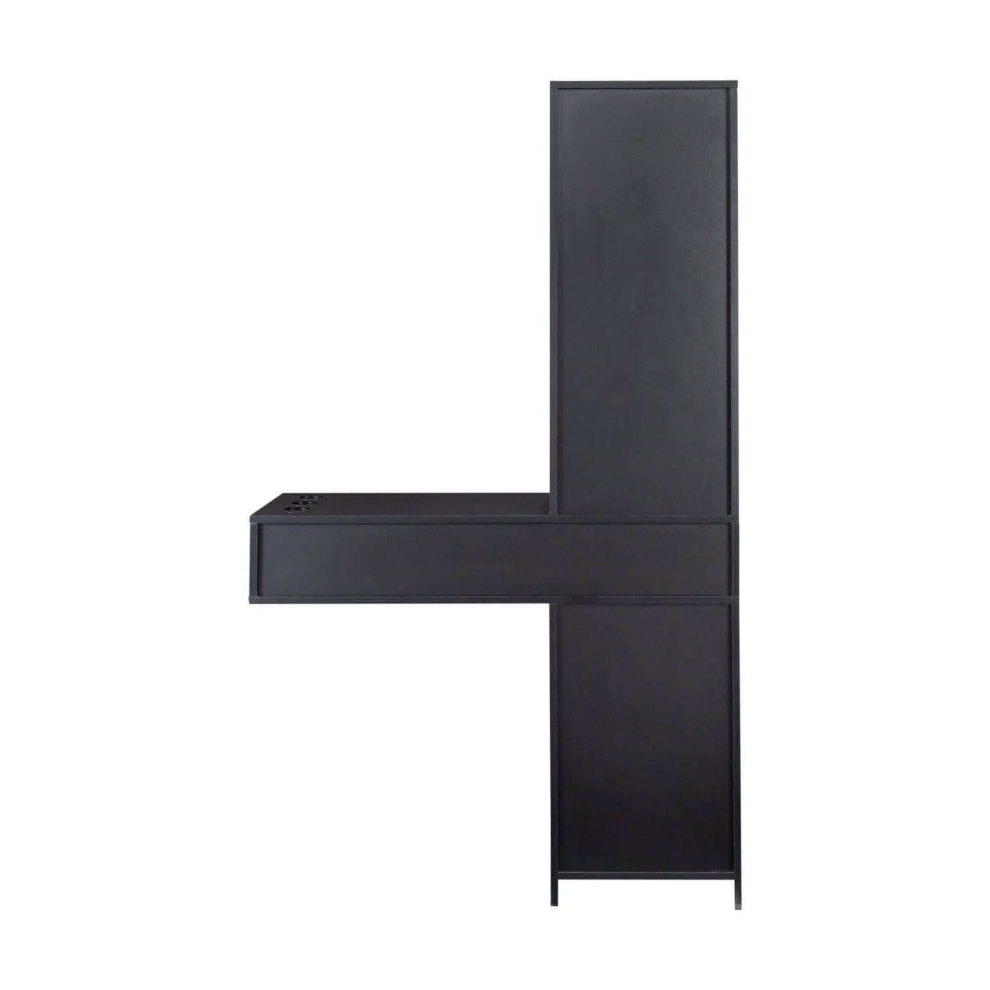 FRITHJILL Modern 66.93" Tall Multi-Layer Hair Styling Storage Cabinet, Salon Spa Station with Appliance Holders and Lockable Drawer, Ideal for Salons, Barber Shops, and Home Use, Black