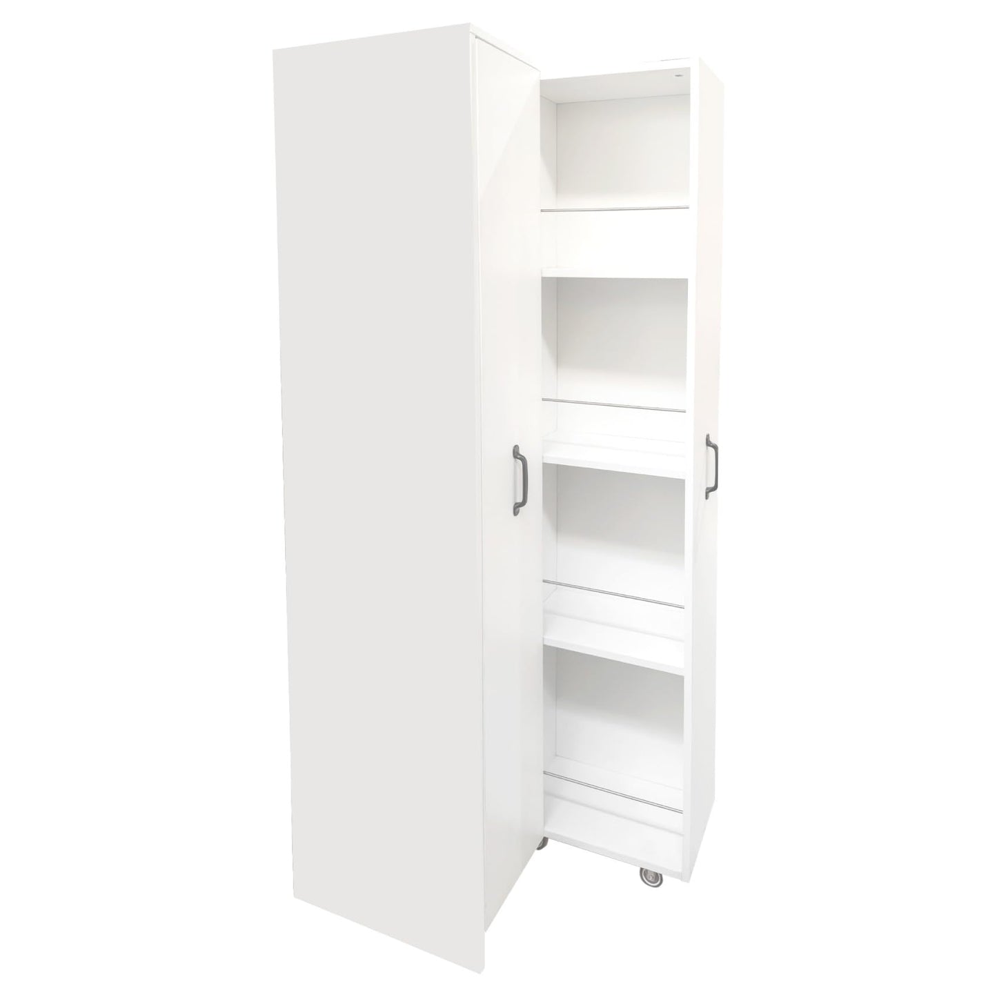 KEIKI Pull-Out Kitchen Pantry Storage Cabinet with Multi-Tier Shelf & Wheels, Spice Rack Next to Fridge, Freestanding Wood Bookcase Hutch Food Pantries Cupboard for Dining Room, Narrow Spaces, Office
