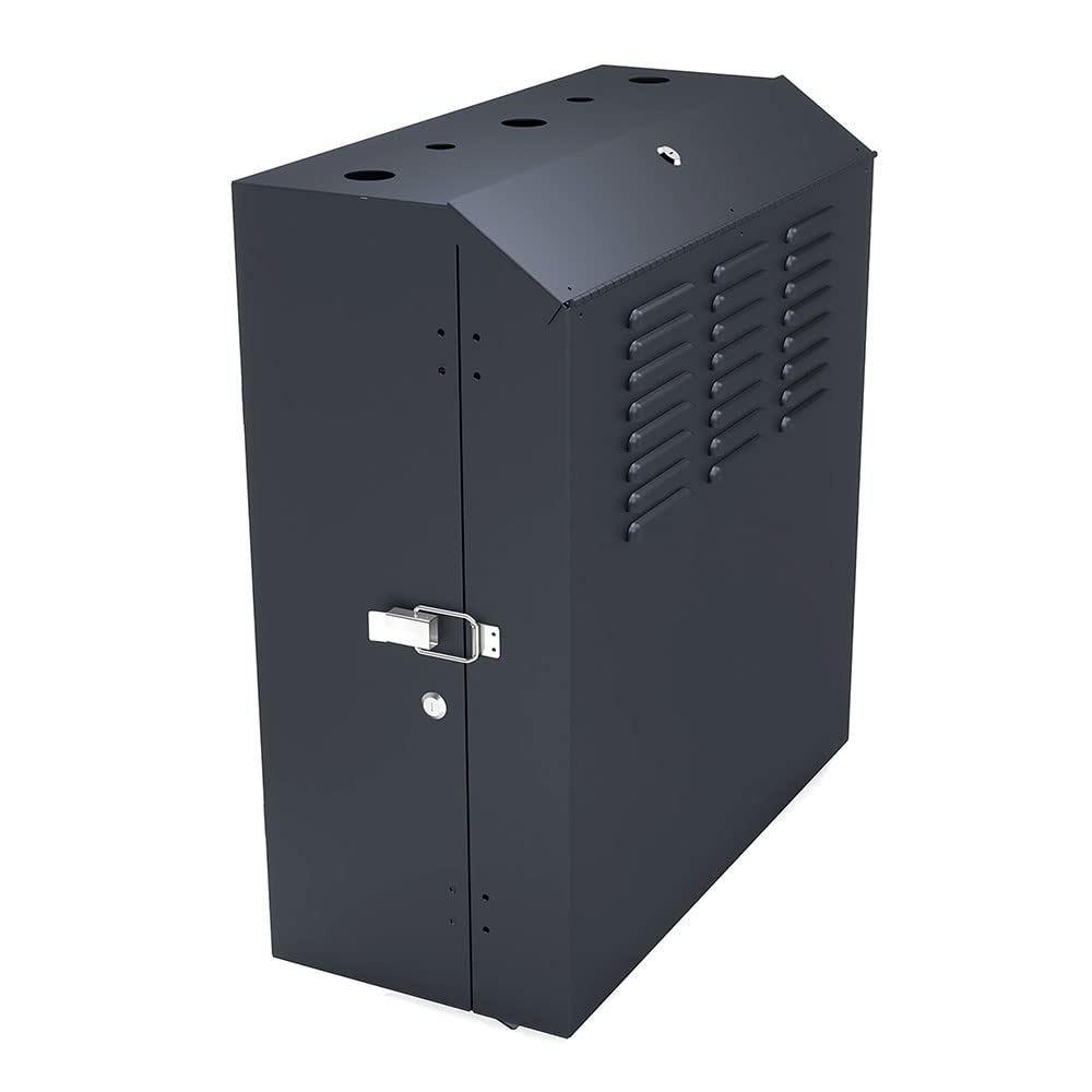 NavePoint 6U Vertical Server Rack Enclosure, Low Profile, 19.6" Deep, Max Weight Capacity 132lbs - 6U Network Cabinet Vertical Wall Mount, Perforated, Black