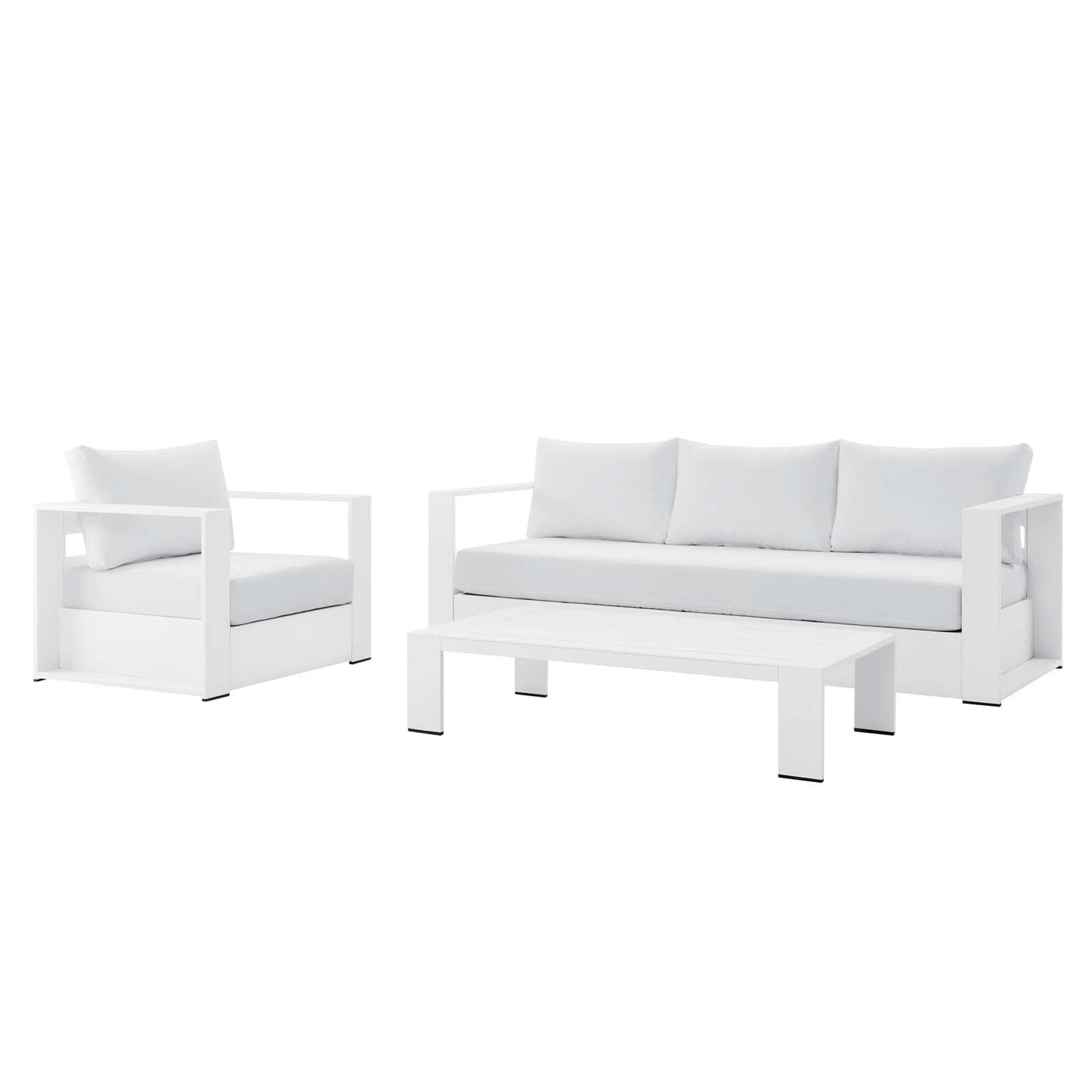 Modway Tahoe Aluminum 3-Piece Outdoor Patio Set in White White
