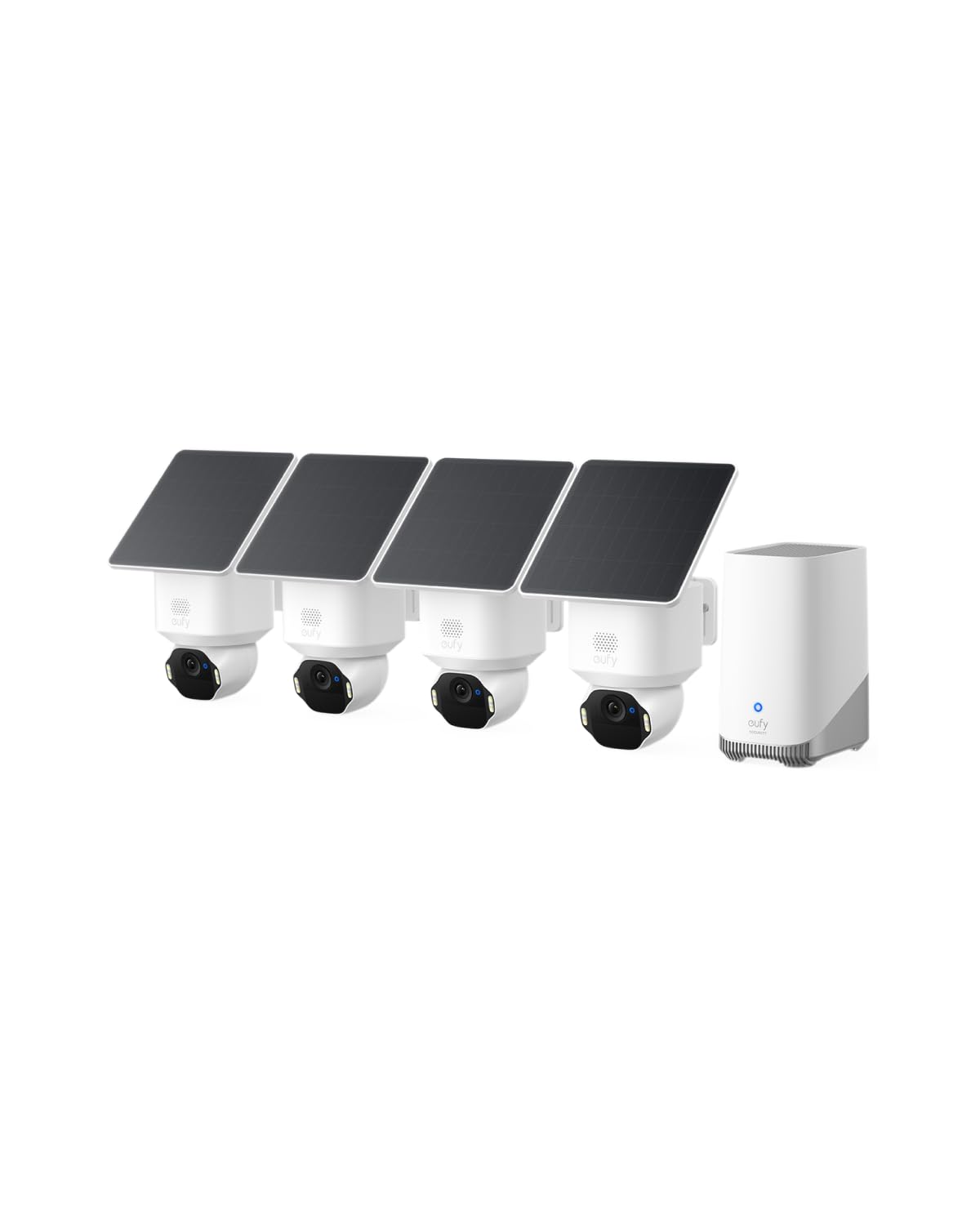 eufy Security SoloCam E42 4-Cam Kit, 4K Security Camera Wireless Outdoor, Solar Powered, AI Motion Tracking, Strobe Light, Pan & Tilt, Facial Recognition, Built-in Local Storage (Up to 16TB)
