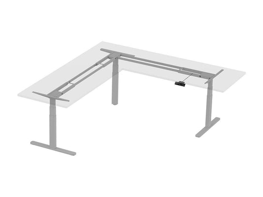 Monoprice Triple-Motor Sit-Stand Corner Desk Frame - Height-Adjustable, L-Shaped, Gray - Workstream Collection