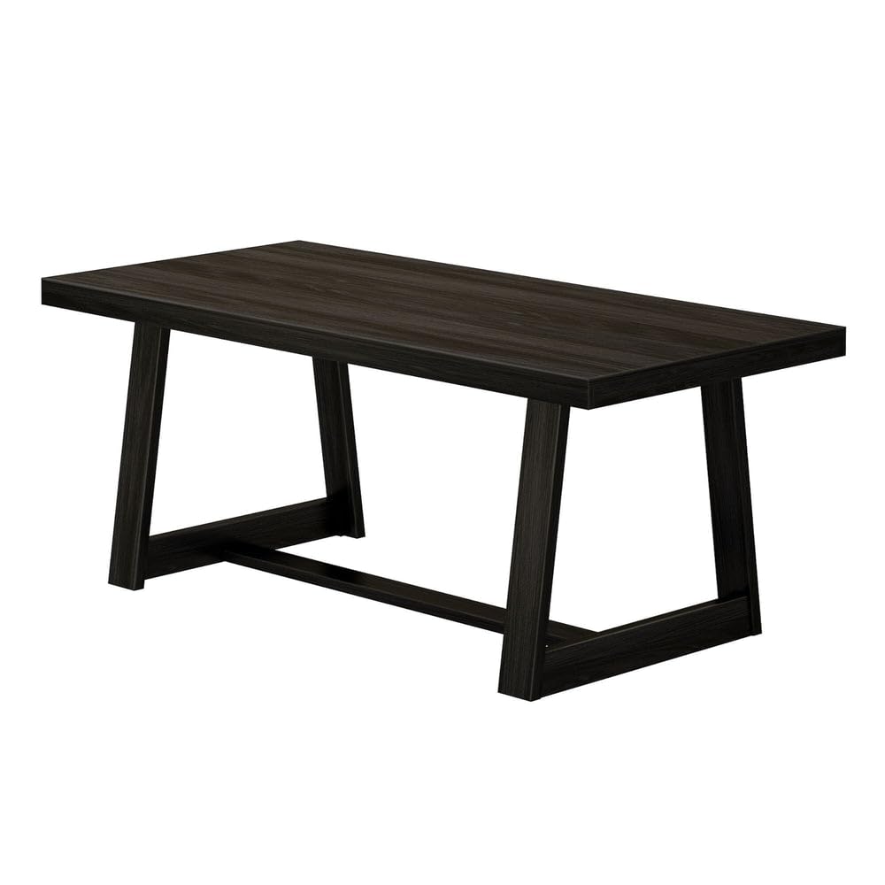 Plank+Beam 72 Inch Farmhouse Dining Table, Solid Wood Rustic Kitchen Table, Large Wooden Rectangular Dinner Table for Dining Room, Home Office, Living Room Furniture, Easy Assembly, Black Wirebrush