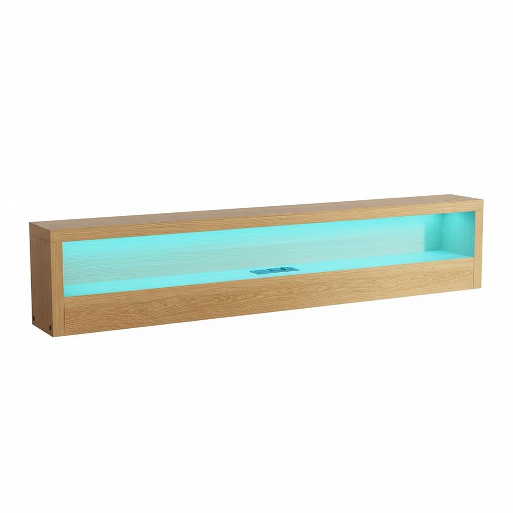 GAOMON Full Size Upholstered Platform Bed Frame with RGB LED Lights, Storage Headboard & Charging Station, Under Bed Storage, No Box Spring Needed, Cream