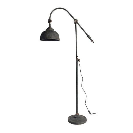 Benzara Iron Floor Lamp, Adjustable Length Arm, Industrial Style, 67 in., Antique Black, Model BM285020