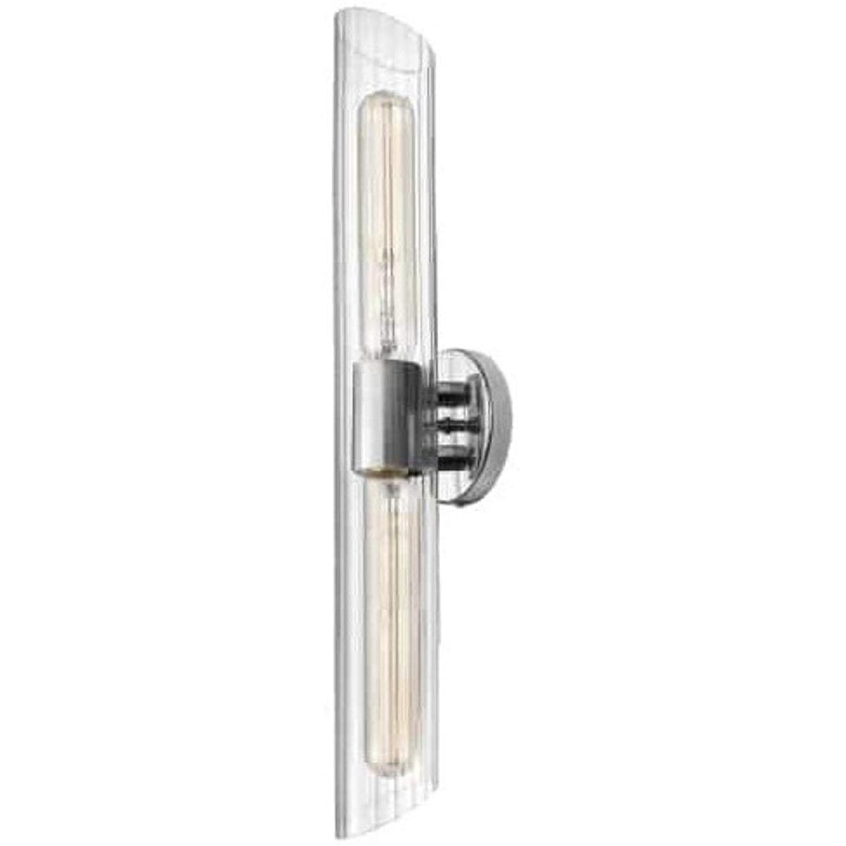 Dainolite 2 Light Vanity Fixture Polished Chrome Clear Fluted Glass Model SAM-252W-PC