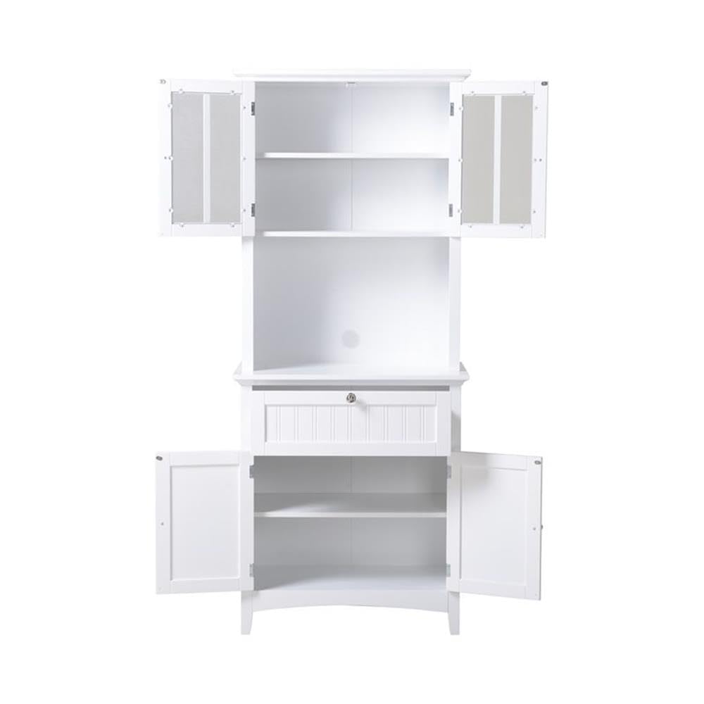 OS Home and Office Furniture 29" Farmhouse Wood Buffet and Hutch in White