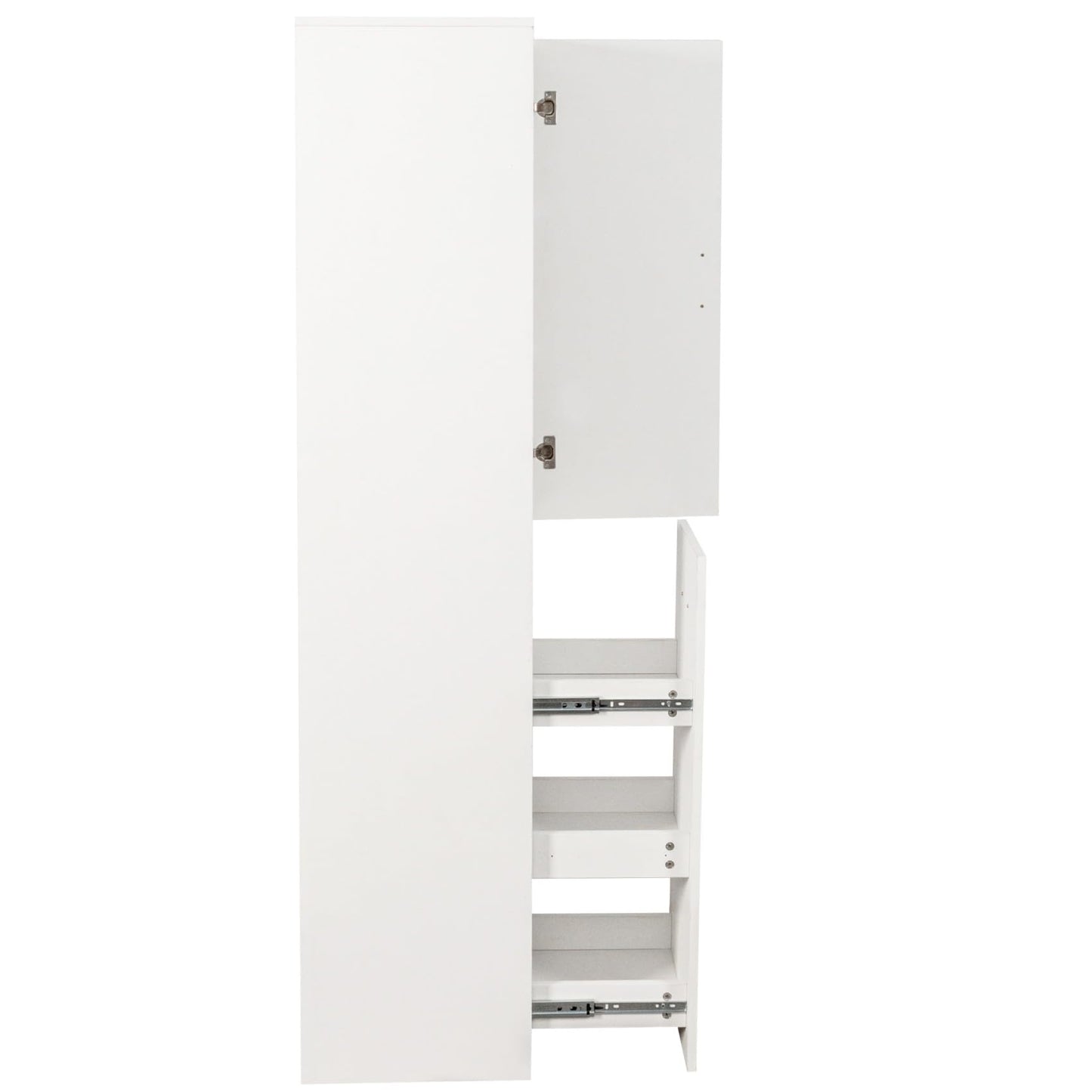 KEIKI Pull-Out Kitchen Pantry Storage Cabinet with Multi-Tier Shelf, Spice Rack Next to Fridge, Freestanding Wood Cabinet Hutch Food Pantries Cupboard for Dining Room, Narrow Spaces