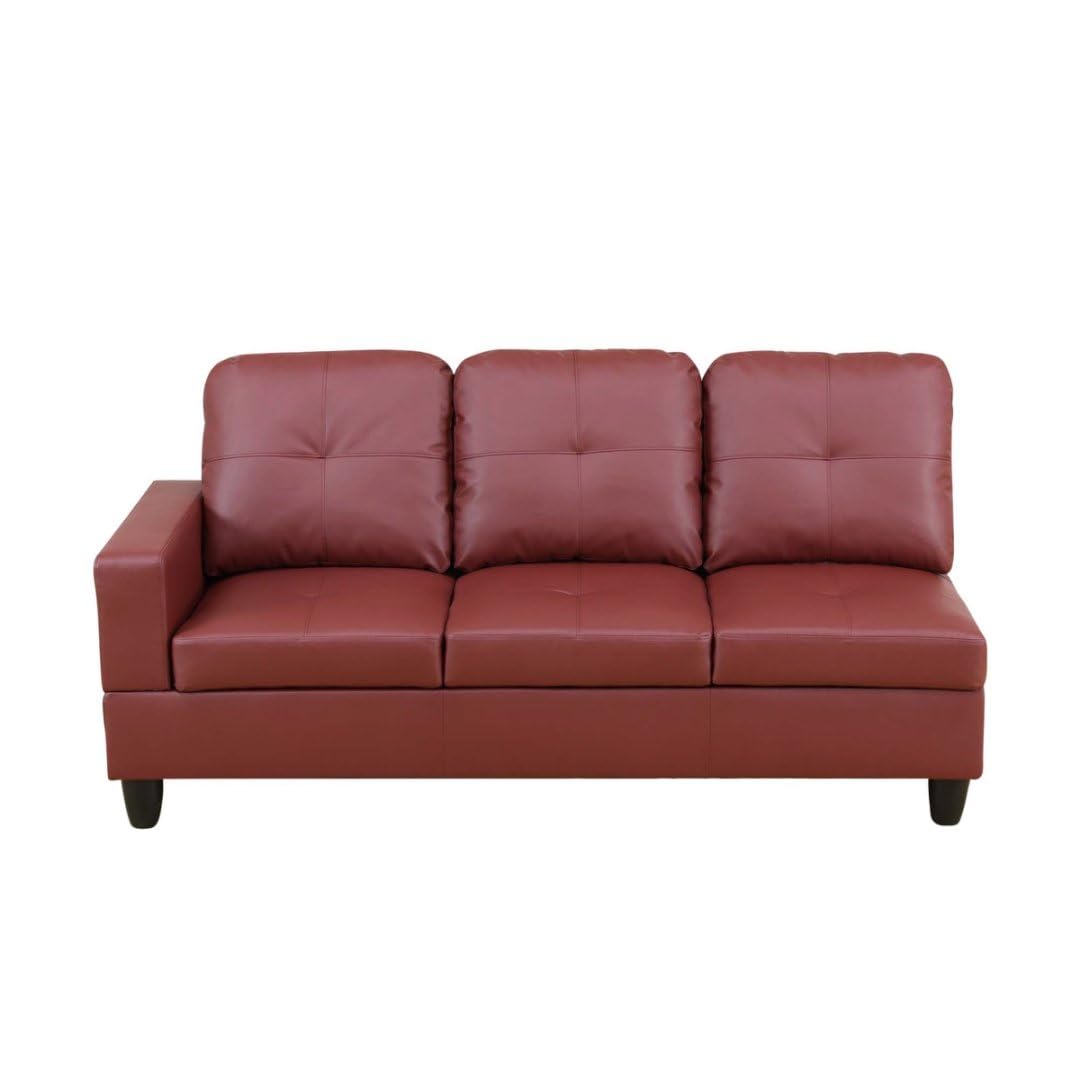 NicBex Leather 103.5" L Shaped Couch Sectional Couches for Living Room, 2-Piece Modular Sofa with Movable Chaise & Deep Seat for Apartment, Bedroom, Office, Red