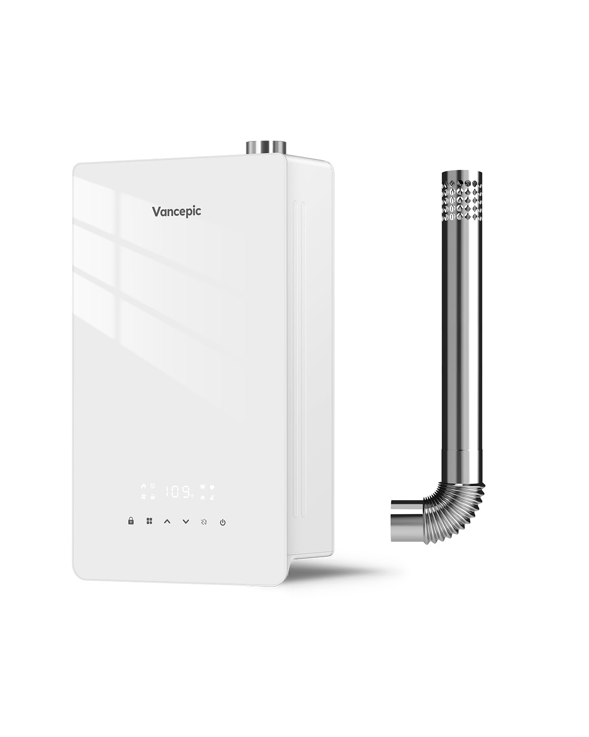 VancEpic Natural Gas Tankless Water Heater Indoor - Max 4.8 GPM 110,000 BTU, on Demand Instant Hot Water Heater with LED Display, 3-5 Point Use for Family, Silent operation, Child lock design