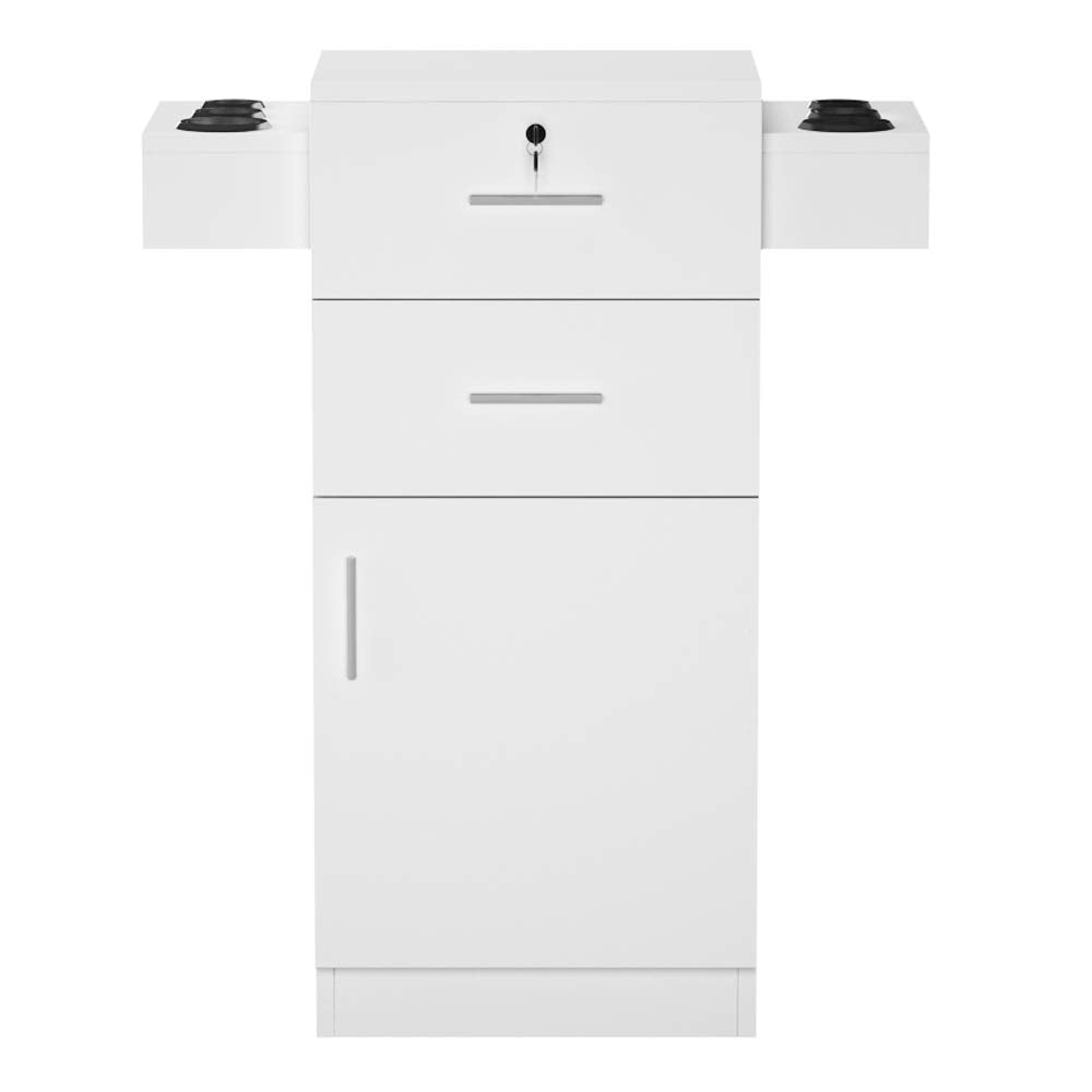 White Salon Cabinet, Storage Cabinet & Drawers, Stylist Barbershop Salon Locker Trolley Stations Beauty Salon Equipment, Portable Organizer Station for Barbershop Beauty Spa