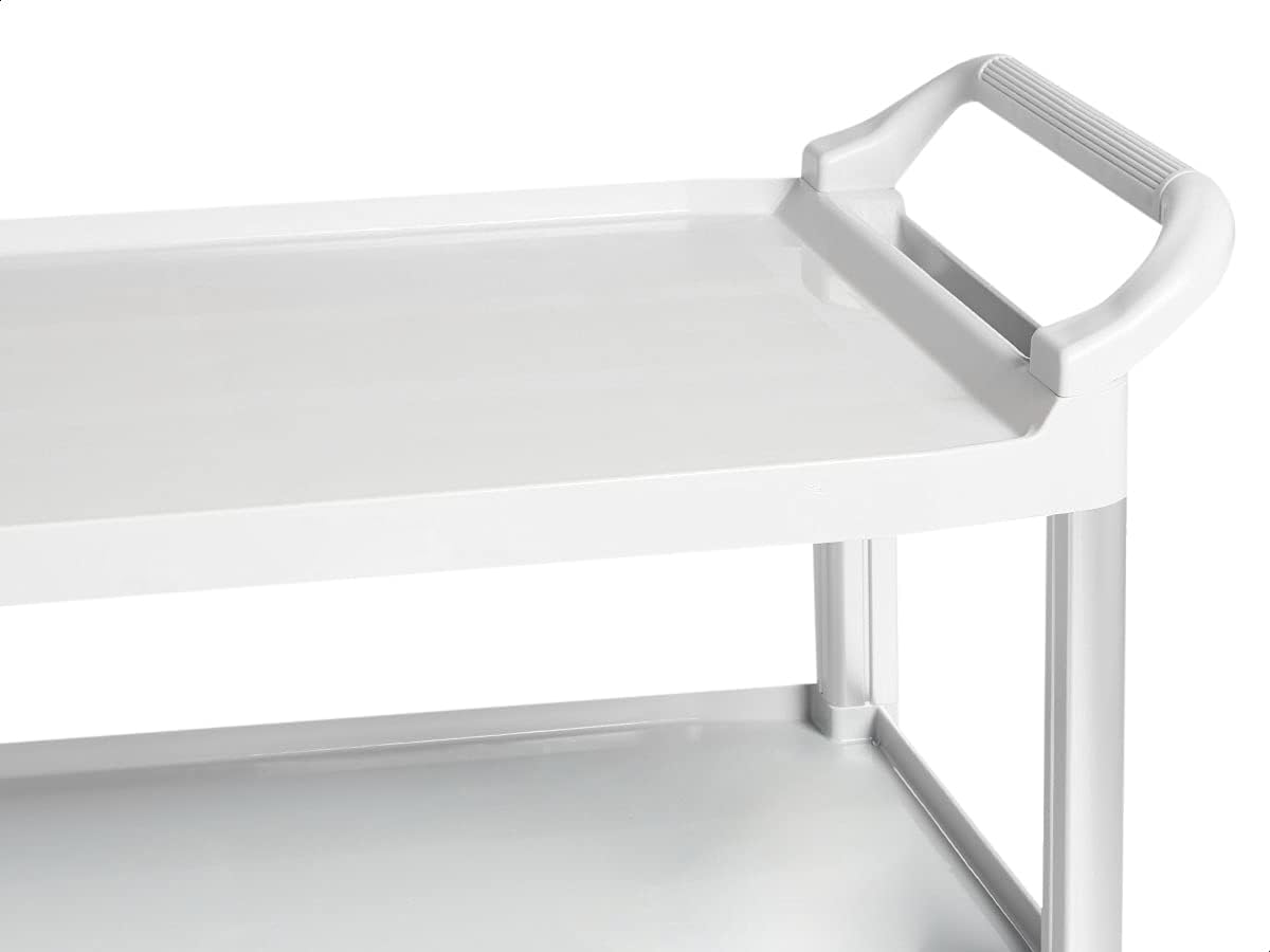 Amazon Basics 3-Tier Rolling Utility Cart with Wheels, Commercial Grade, Storage Cart with 400 lbs Loading Capacity, Portable Mobile Shelving, Gray