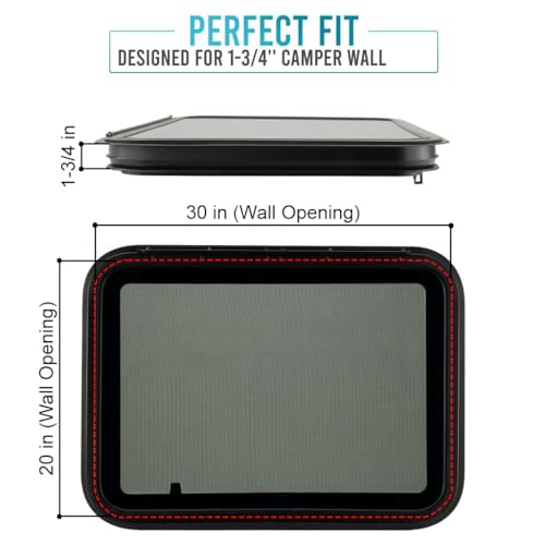 PRO FLEX RV Exit Window ·Tempered Glass, Easy Installation, DOT Certified ·30in W x 20in H ·Weather-Resistant