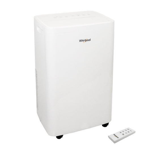 Whirlpool 14,000 BTU Portable Air Conditioner with Dehumidifier for Living Room, Apartment, or Bedroom, 115V, Portable AC for Large Rooms up to 700 Square Feet with Remote, 3 Speeds, and Timer, White