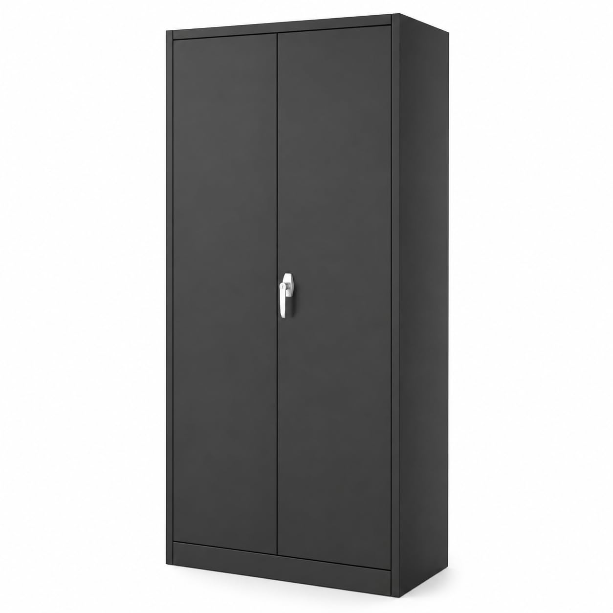 PeakPursuit 71 Inch Metal Storage Cabinet, Locking Steel Cabinet with 4 Adjustable Shelves & Leveling Feet, Heavy Duty Garage Storage Cabinet for Pantry, Office, Home, Laundry Room, Black