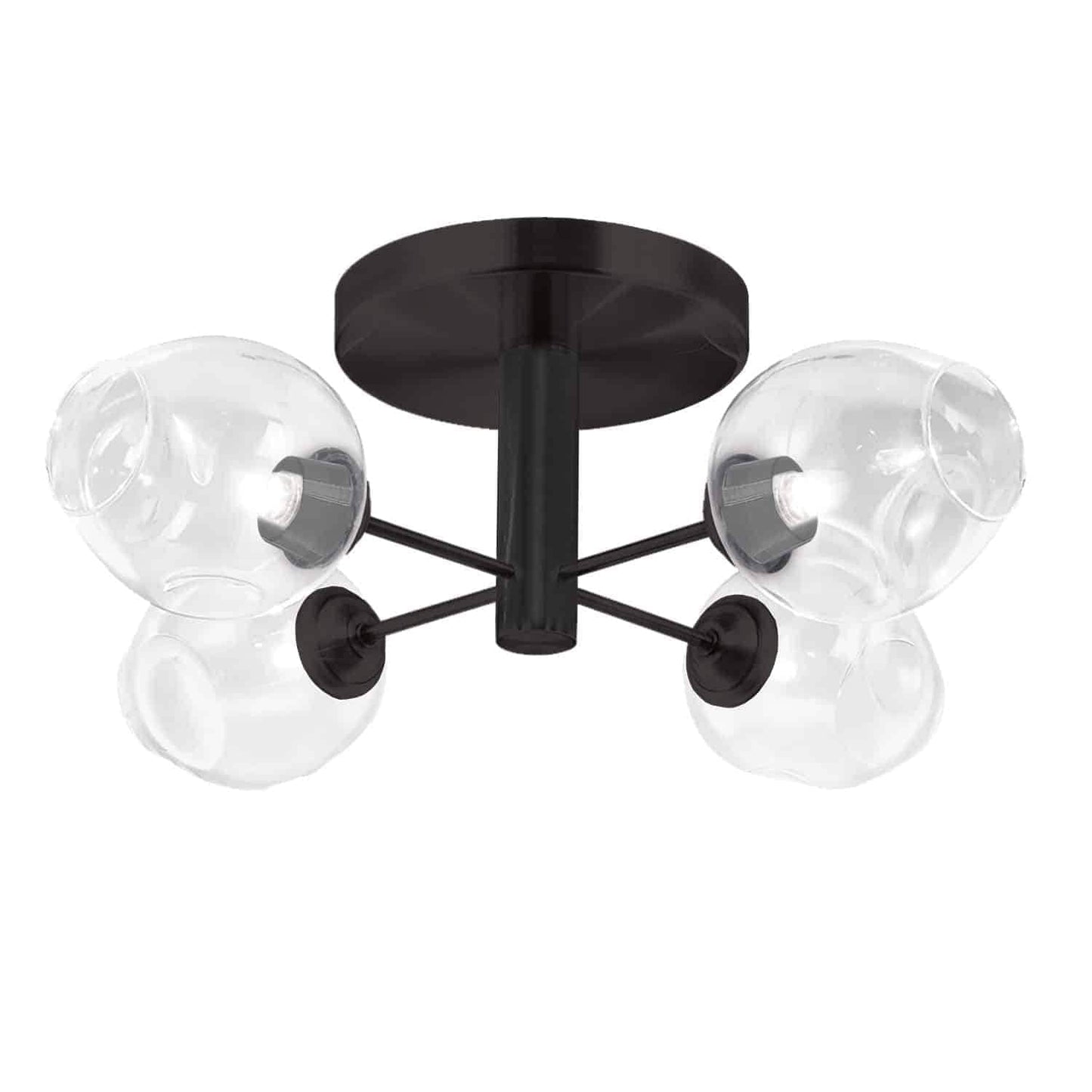 Dainolite 4 Light Semi-Flush Mount, Matte Black, Model ABI-204SF-MB-CLR