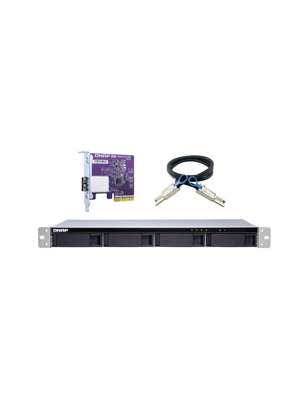 QNAP TL-R400S 4 Bay 1U Rackmount SATA 6Gbps JBOD Storage Enclosure. PCIe SATA Interface Card (QXP-400eS-A1164) Included