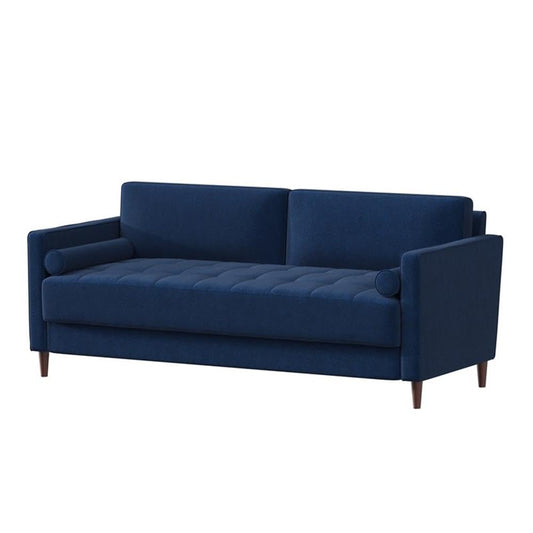Studio Living® Lexington 75.6" Sofa, Mid-Century Modern, Pocket Coil Comfort, Easy Assembly, Woven Fabric, Navy Blue