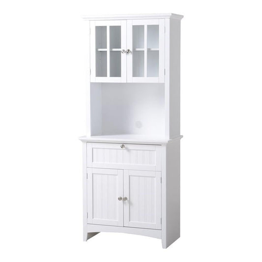 OS Home and Office Furniture 29" Farmhouse Wood Buffet and Hutch in White