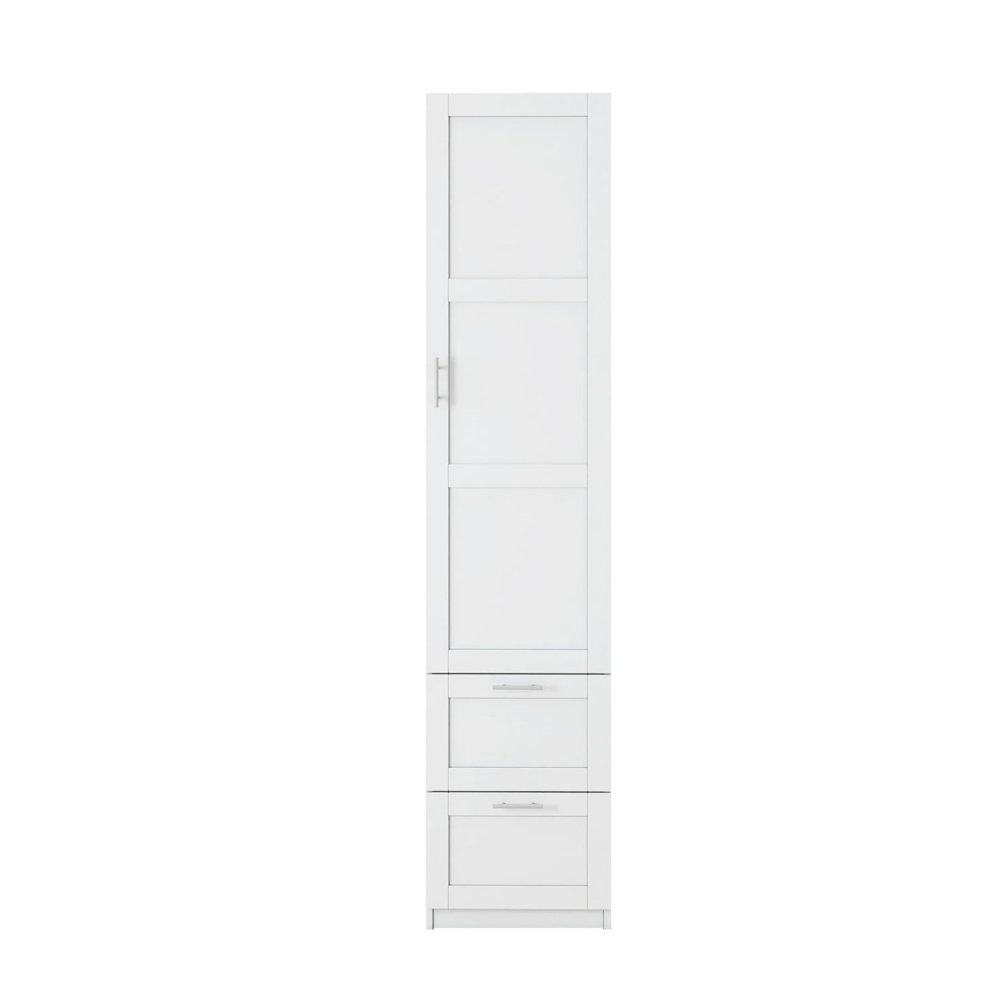 roomfitters Kitchen Pantry Storage Cabinet with 2 Drawers Tall Wooden Narrow Food Cupboard Bathroom Linen Tower, White