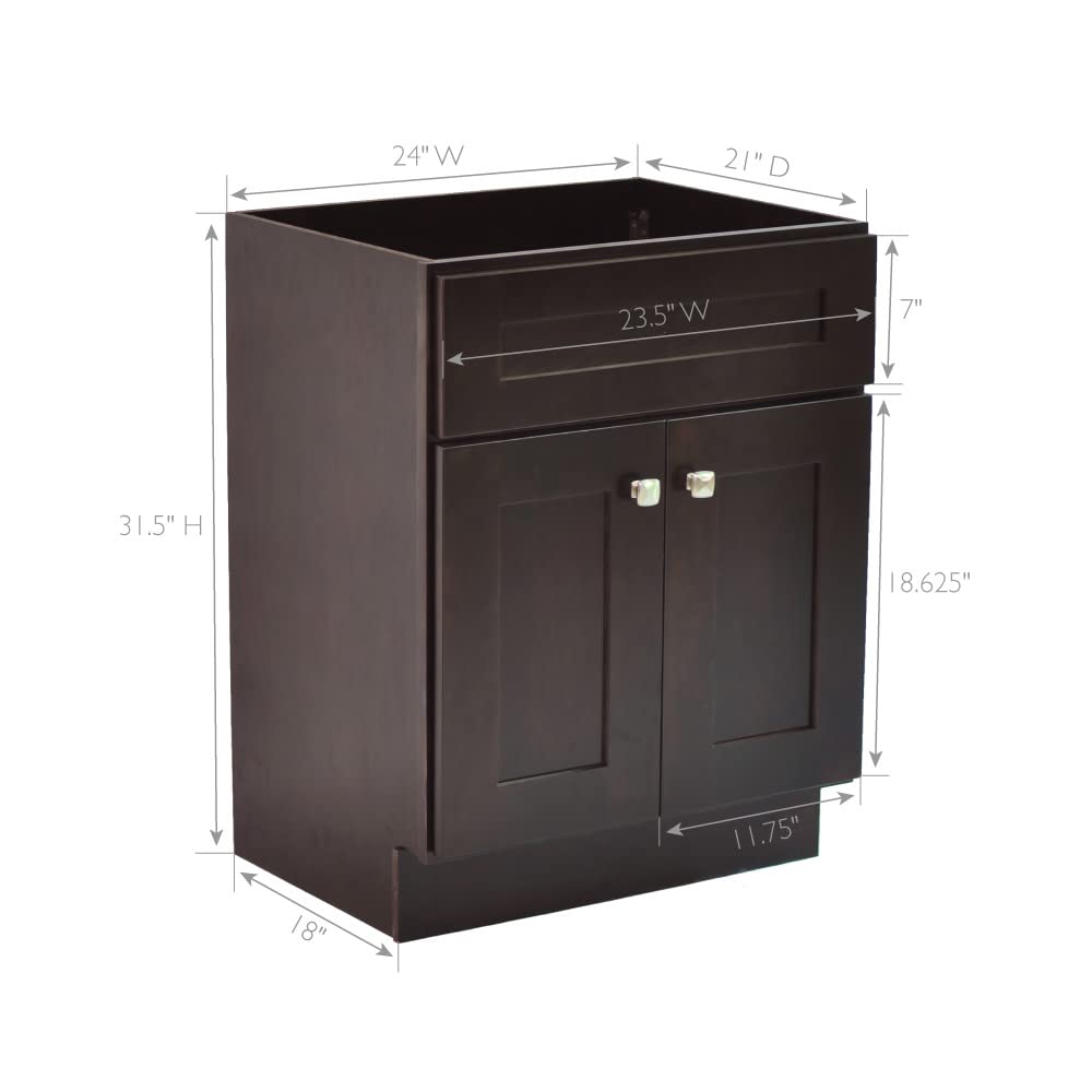 Brookings 24-inch Unassembled Bathroom Vanity Without Top in Espresso