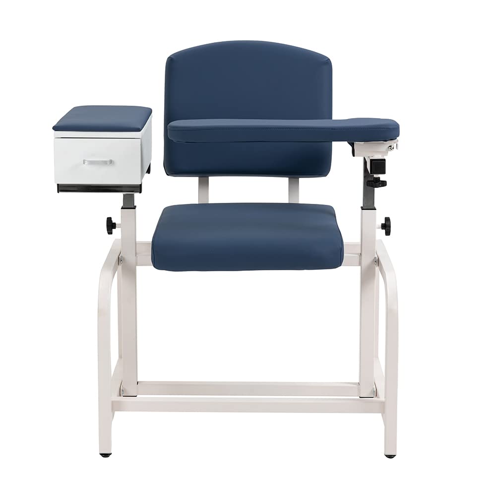 Medycare Lab Draw Chair Phlebotomy with Padded Flip Arm and Drawer (Blue)