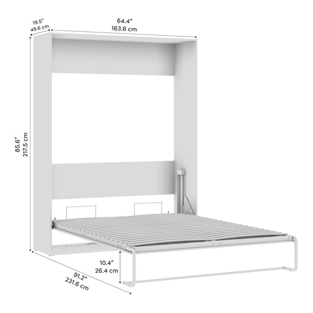 Pemberly Row Modern Queen Murphy Bed, Engineered Wood, Platinum Gray Finish, Space-Saving Dual Piston Wall Bed with Brushed Nickel Hardware, Mattress Support Slats, Ideal for Bedroom Use