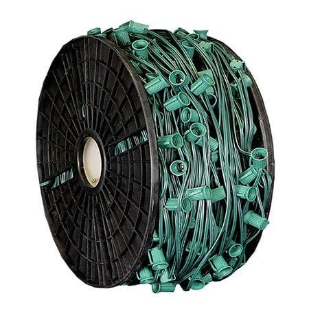 Christmas Designers Pro Christmas C9 Light Cord - 500 ft Spool, 500 Bulb Sockets, 12” Spacing, Green Wire