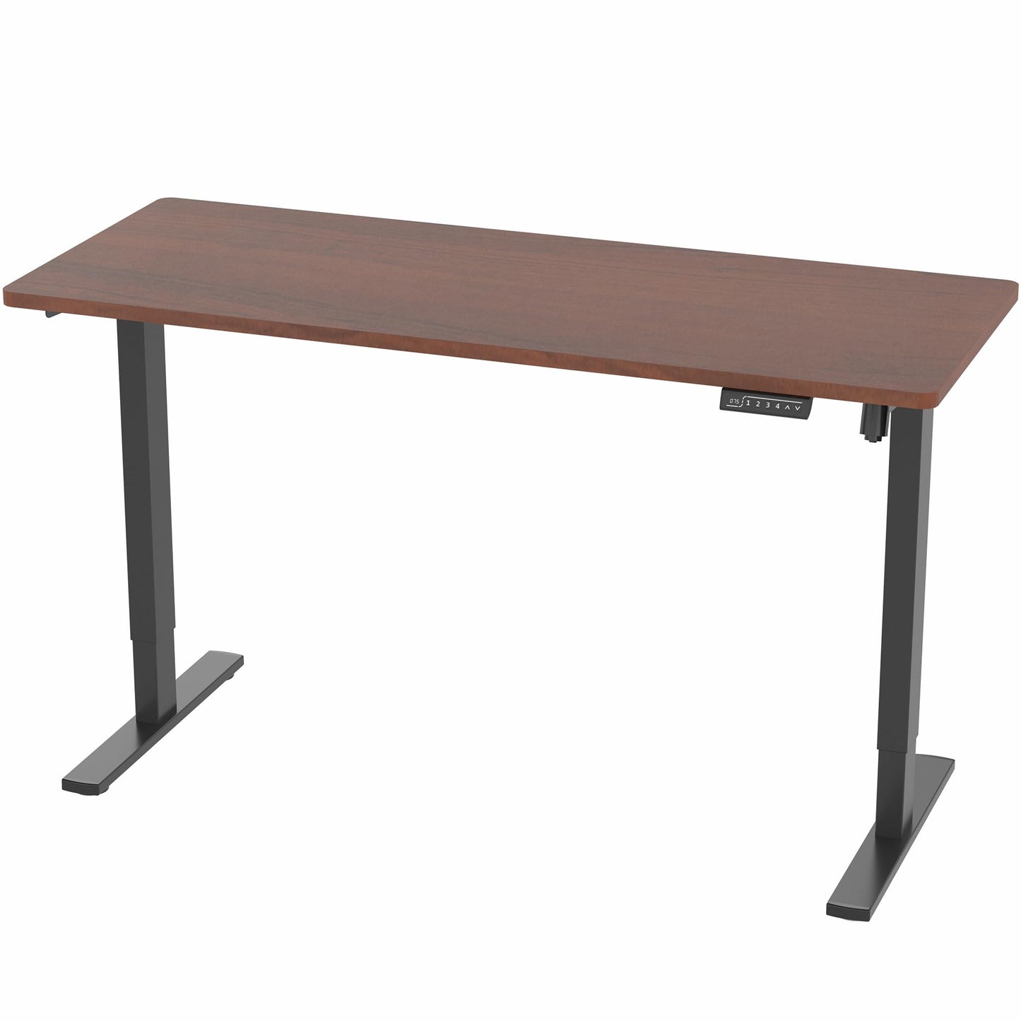 VIVO Electric 60 x 24 in Standing Desk, Memory Height Adjustment, 1B Series, Holds 220 lbs, One-Piece Dark Walnut Top, Black Frame, DESK-KIT-1B6D
