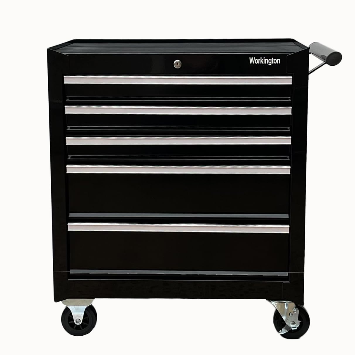 Workington Professional Industrial Rolling Metal Tool Chest with 5 Drawers, 26" 5-Drawer Tool Chest Cabinet with Ball Bearing Drawer Slides, Steel Tool Storage Box Organizer 4102 Black