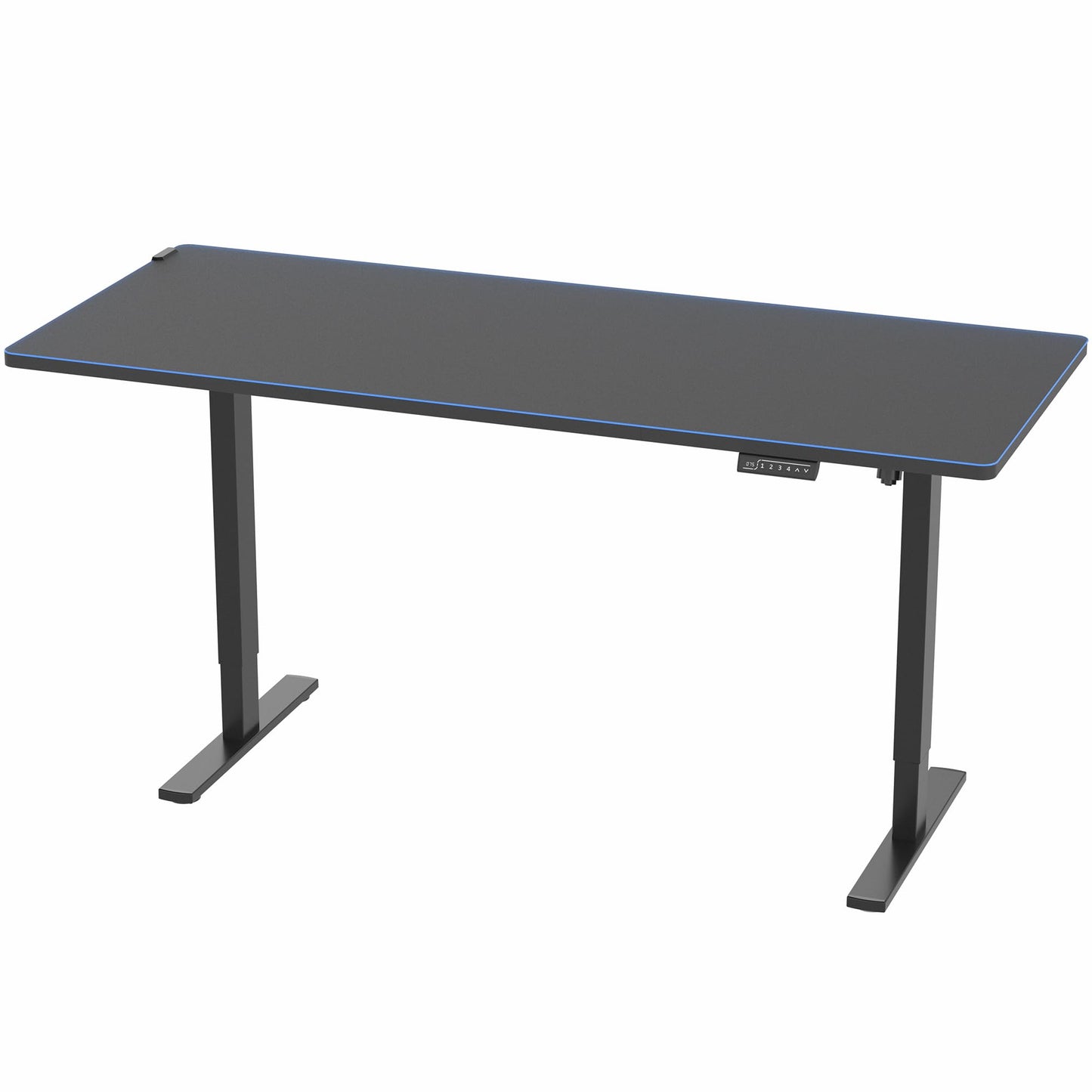VIVO Electric 71 x 30 in Standing Desk with Full-Size RGB Mouse Pad, Memory Height Adjustment, 1B Series, Holds 220 lbs, Black Top Black Frame, DESK-KIT-1B7BP