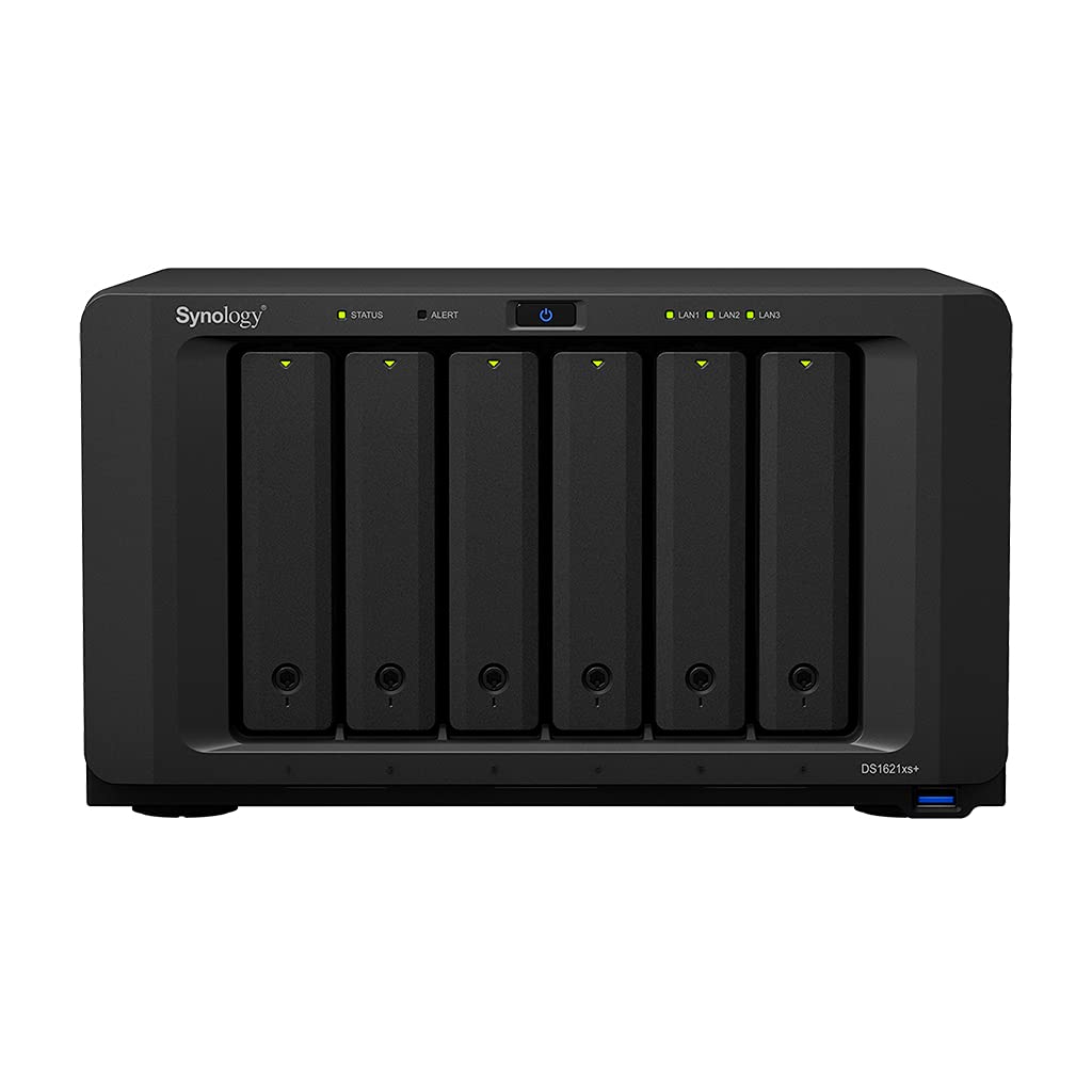Synology DiskStation DS1621xs+ NAS Server with Xeon 2.2GHz CPU, 32GB Memory, 12TB SSD Storage, 1TB M.2 NVMe SSD, 1 x 10GbE LAN Port, DSM Operating System
